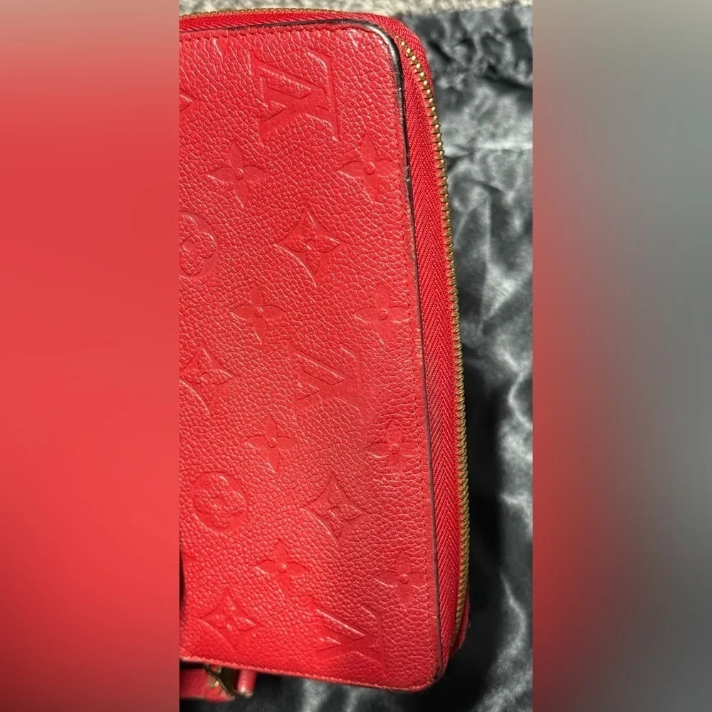 Louis Vuitton red Empreinte monogram zippy wallet